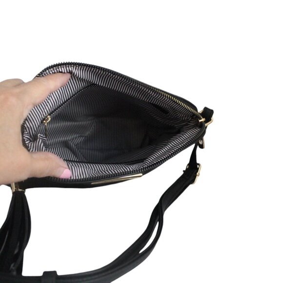 Deluxity Los Angeles Black Faux Leather Zippered Crossbody Purse PETA Vegan NWT - Picture 6 of 6